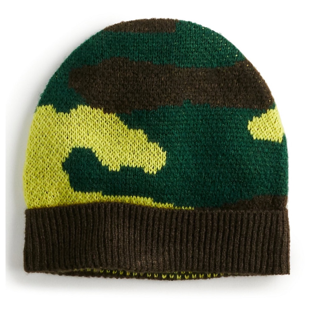 NWT Yummy Sweater Co. Camo Beanie Green & Brown One Size